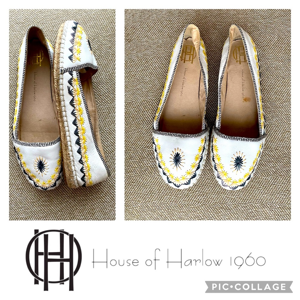 House of Harlow 1960 Kole Espadrilles. Supple Leather w/Embroidered Pattern.38.5